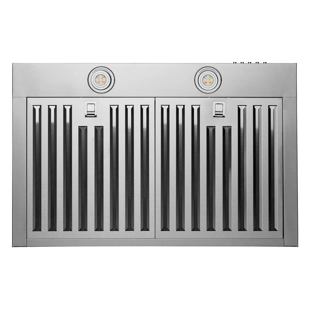 HAUSLANE 30 in Convertible Wall Mount Range Hood with Changeable LED Dishwasher Safe Baffle Filters in Stainless Steel