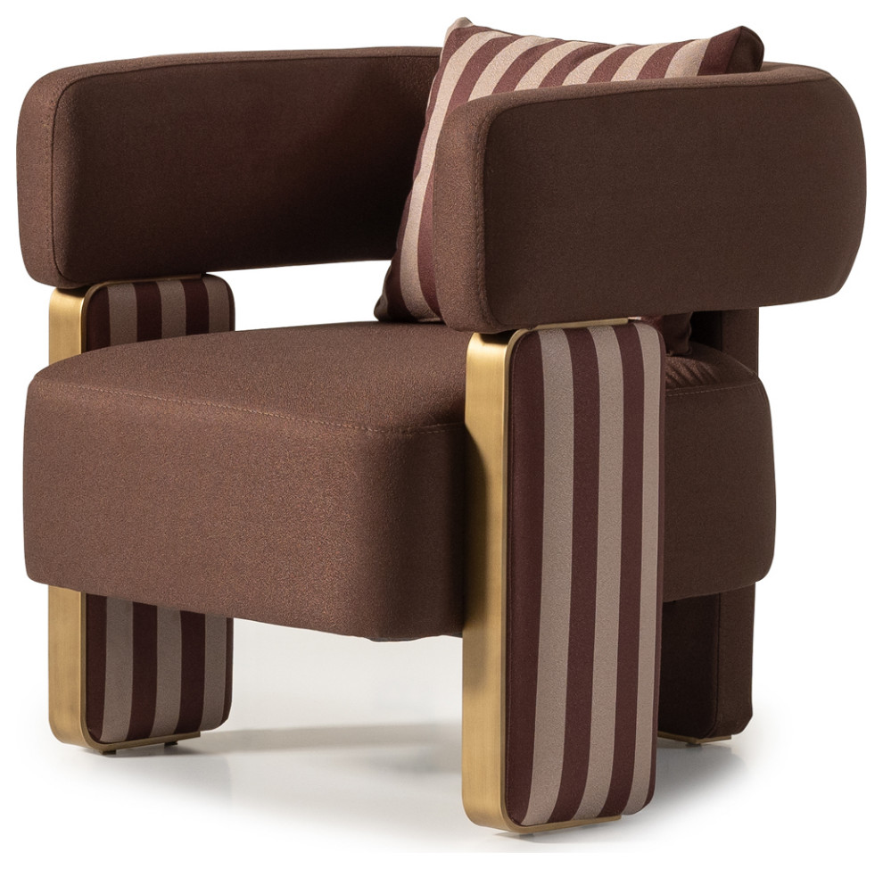 Amora Accent Chair Brown/Eggshell Walnut   Contemporary   Armchairs And Accent Chairs   by Michael Amini  Houzz