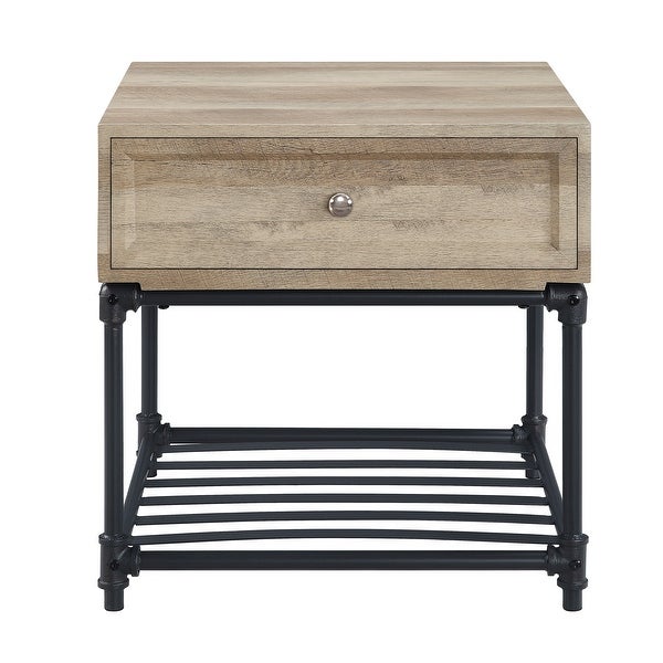 ACME Brantley Square End Table in Oak and Sandy Black