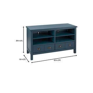 Home Decorators Collection Whitehaven Charleston Blue Wood TV stand with Adjustable Shelves and Two Drawers (45 in. W x 26 in. H) SK19334Br1-C