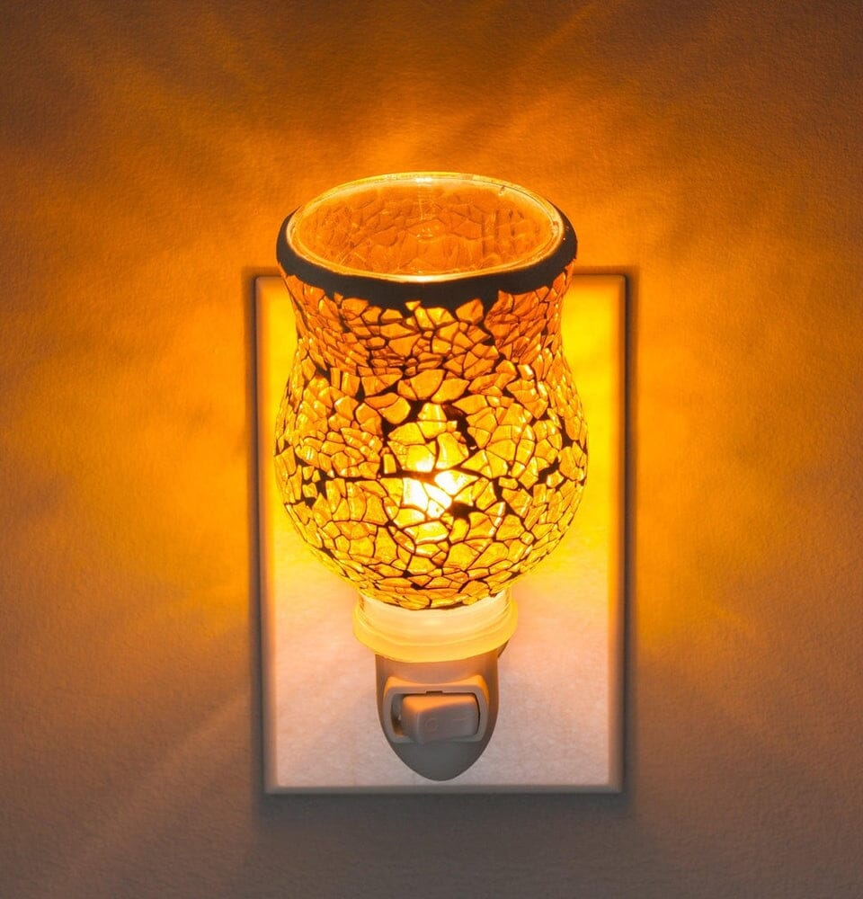 Mosaic Glass Plug-In Fragrance Wax Melt Warmer (Crackled Amber)