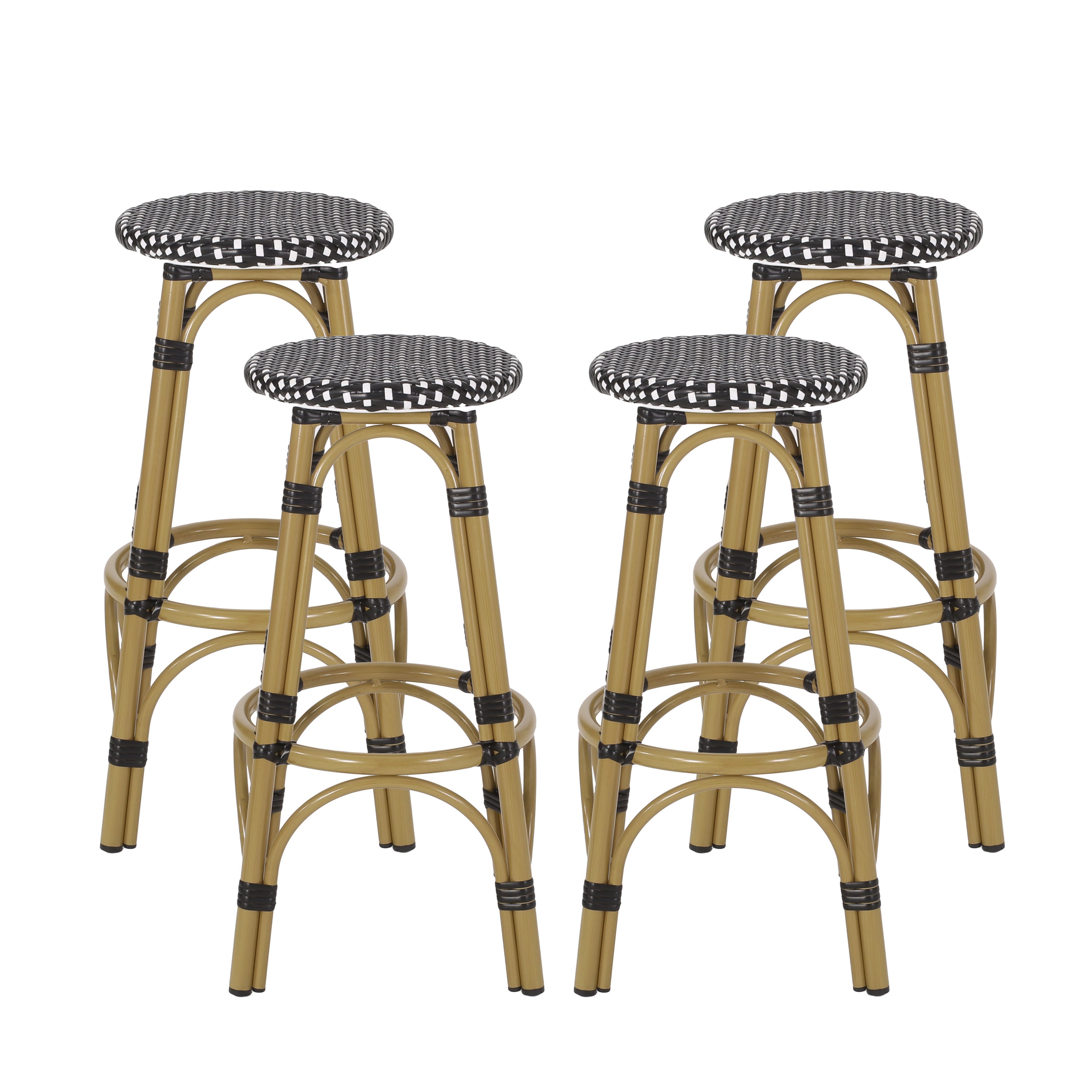 Dohney Outdoor French Aluminum 29.5 Inch Barstools, Set of 4