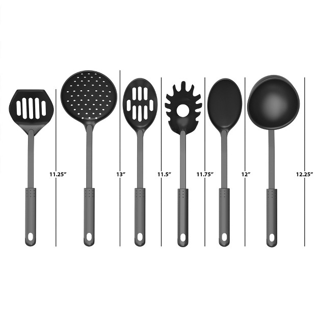 Hastings Home Kitchen Utensil And Gadget Set With Plastic Spatula And Spoons 6 Pieces