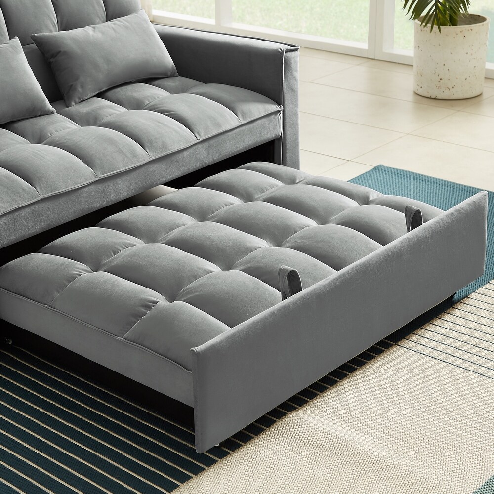 Velvet Convertible Loveseat Sleeper Sofa Couch with Adjustable Backrest