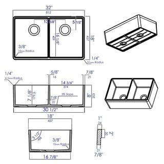 ALFI BRAND Decorative Lip Farmhouse Apron Fireclay 32 in. Double Basin Kitchen Sink in White AB512-W