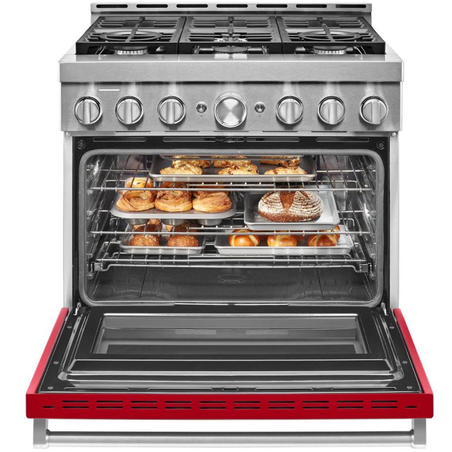 KitchenAid 36-inch Freestanding Gas Range with Even-Heat? True Convection KFGC506JPA