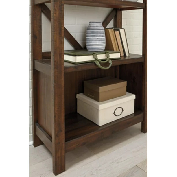 Farmhouse Bookcase  Lower Open Cubby  ampOpen Shelves With X Back   Rustic   Bookcases   by Decorn  Houzz