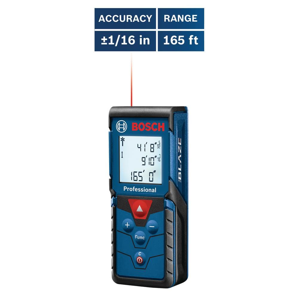 Bosch BLAZE 165 ft. Laser Distance Tape Measuring Tool with Area and Volume GLM165-40