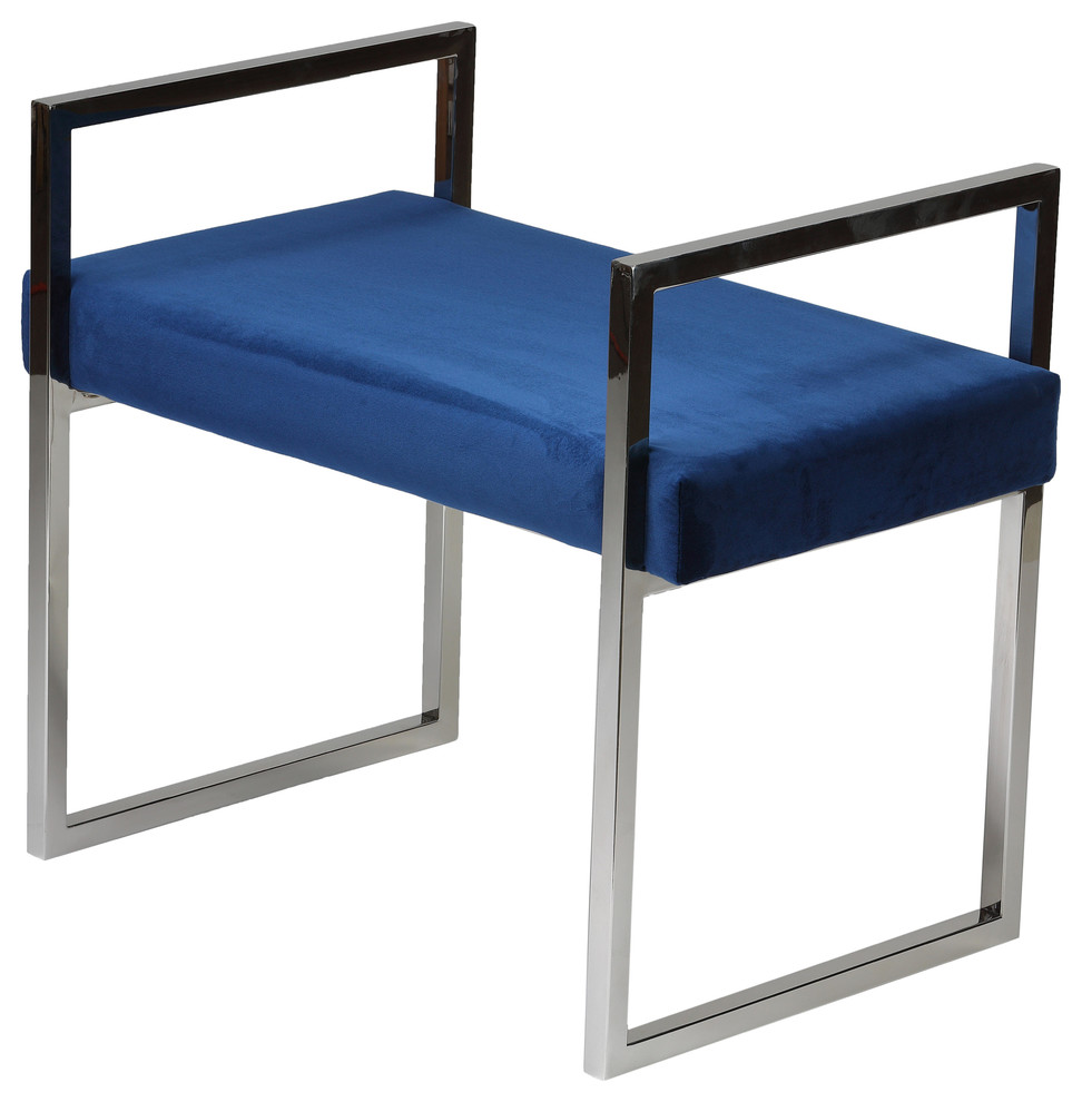 Cortesi Home Anna Contemporary Velvet Bench  Blue   Contemporary   Upholstered Benches   by CozyStreet  Houzz