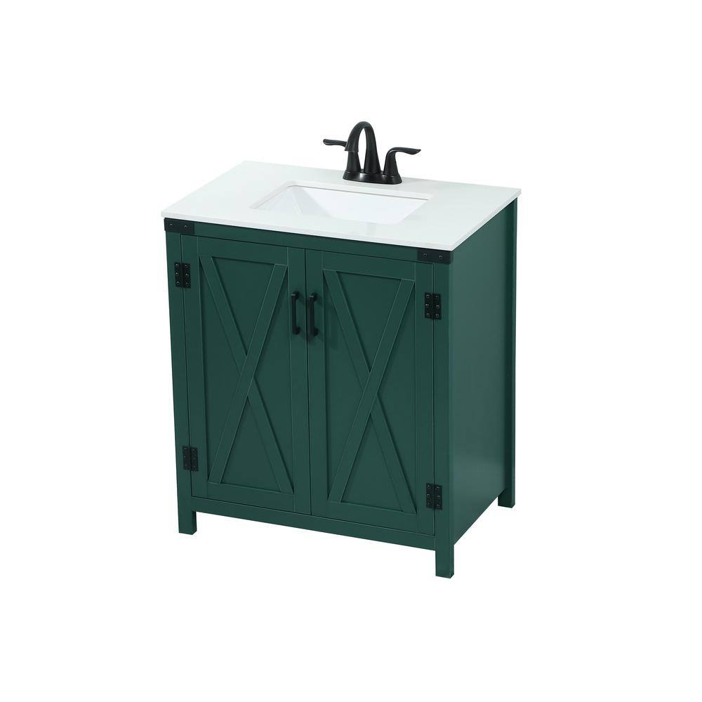 Timeless Home 19 in. W x 30 in. D x 34 in. H Bath Vanity in Green with Ivory White Quartz Top TH180460MGN