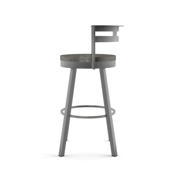 Amisco Vector Swivel Bar Stool with Distressed Wood Seat