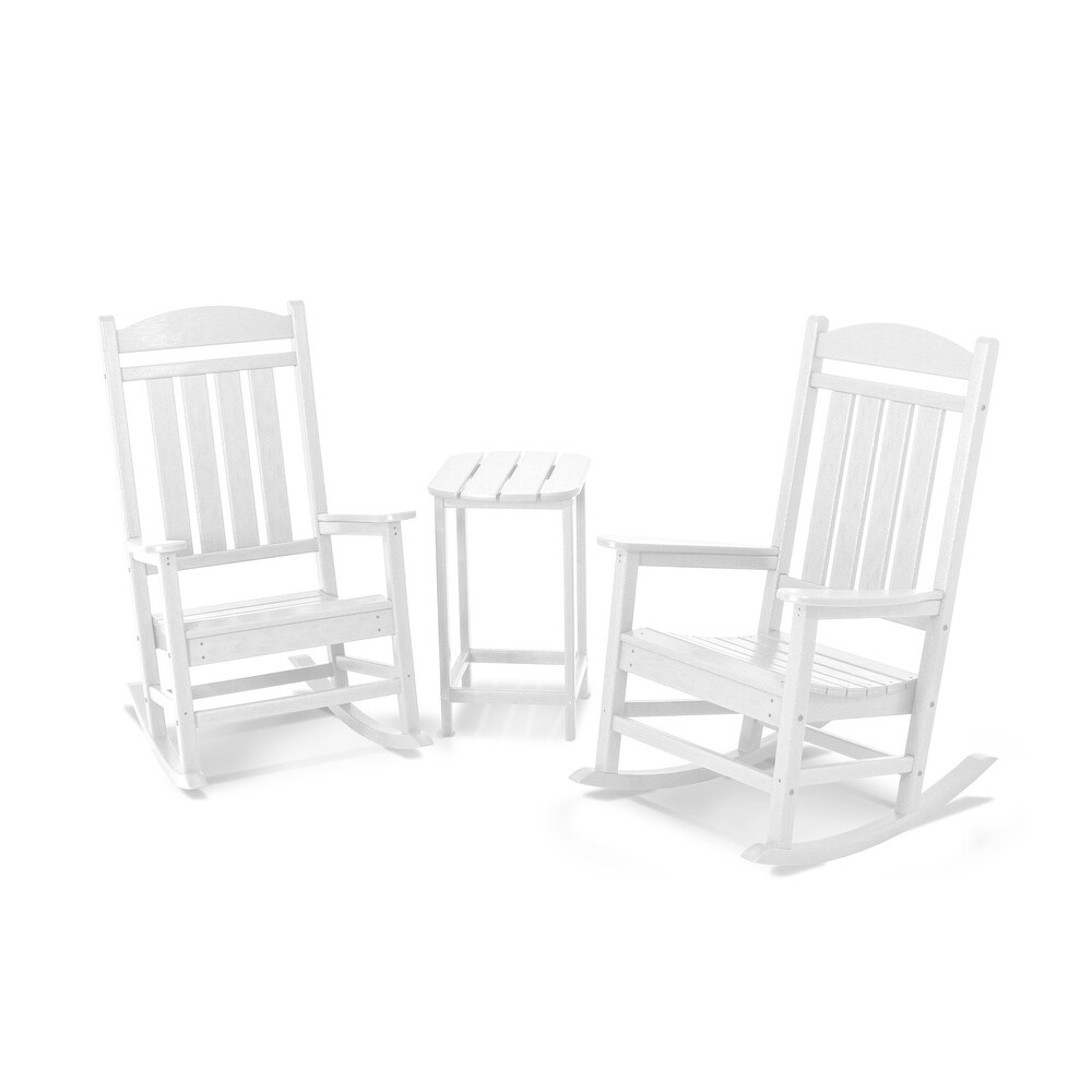 POLYWOOD Presidential 3 piece Outdoor Rocking Chair Set with Table