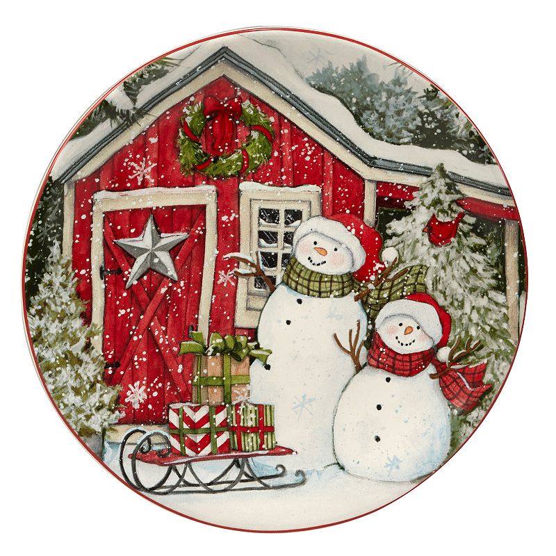 Certified International Snowman's Farmhouse 4-pc. Dessert Plate Set