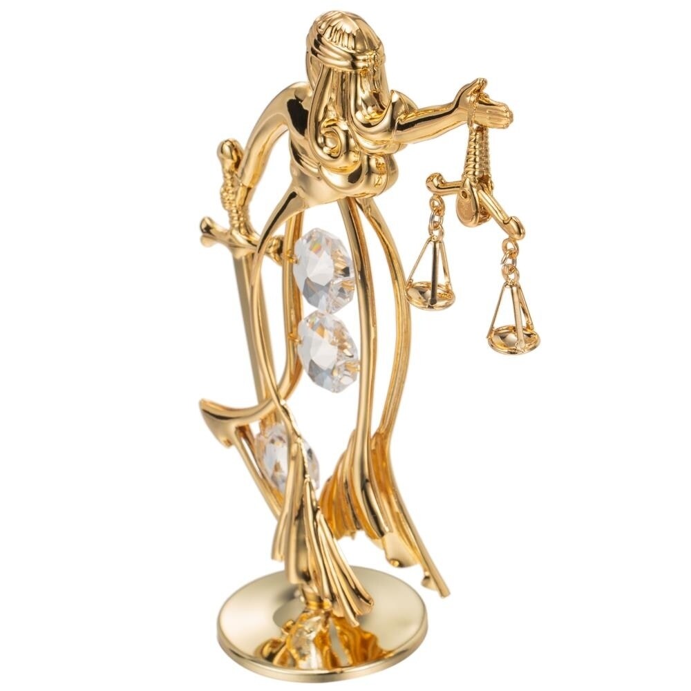 24k Goldplated Exquisite Lady of Justice Table Top Made with Genuine Matashi Crystals