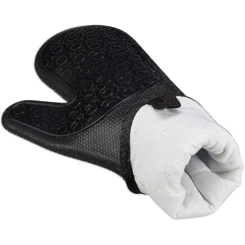 1 Pair Soft Non-slip Oven Gloves，black