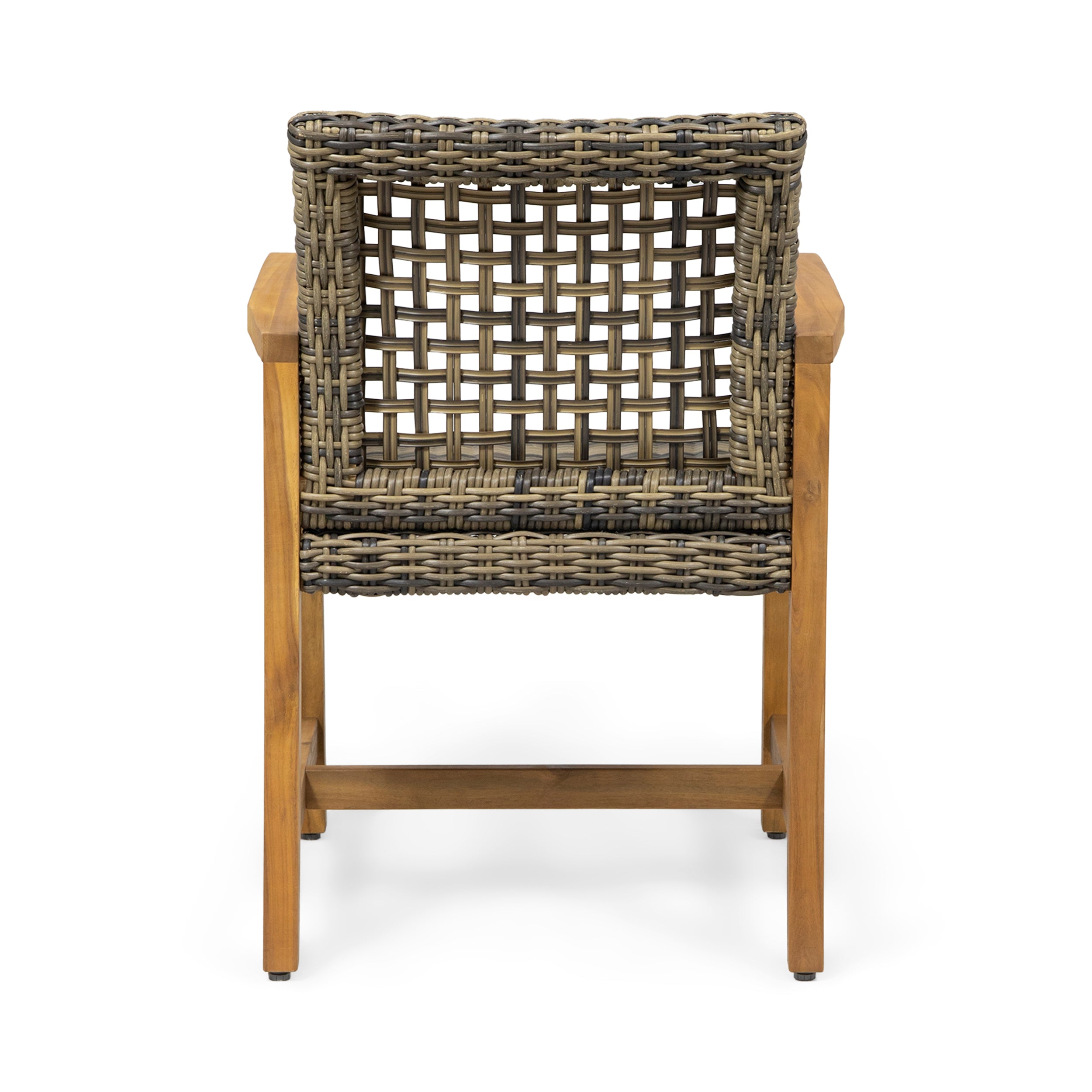 Alyssa Outdoor Acacia Wood and Wicker Dining Chair (Set of 2)