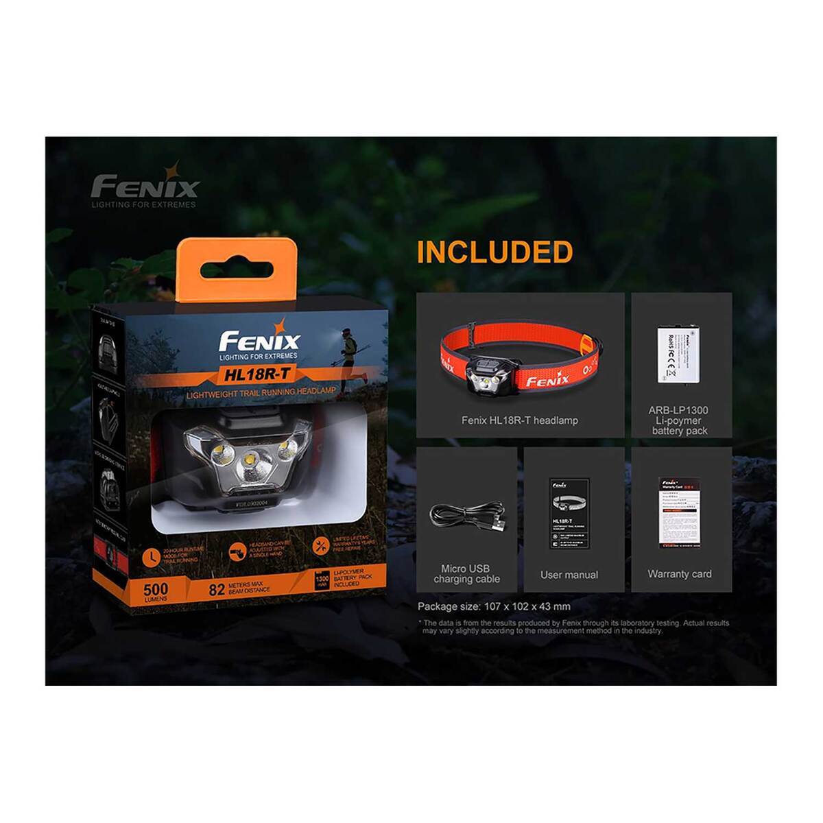 Fenix HL18RT 500 Lumens Rechargeable Headlamp