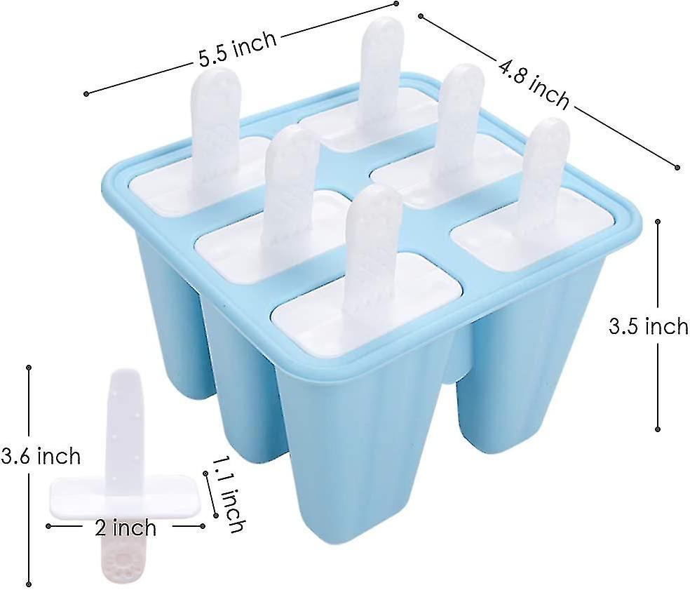 Ice Cream Molds Silicone Popsicle Molds 6 Popsicle Molds Set， Diy Ice Cream Container， Reusable， Blue