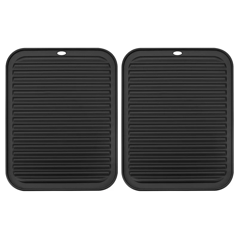 2 Pcs 12 x 9 Under Sink Drain Pad Silicone Dish Drying Mat Set