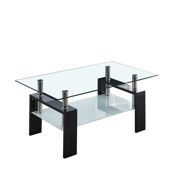 Coffee Table with Glass Top and Stainless Steel Legs