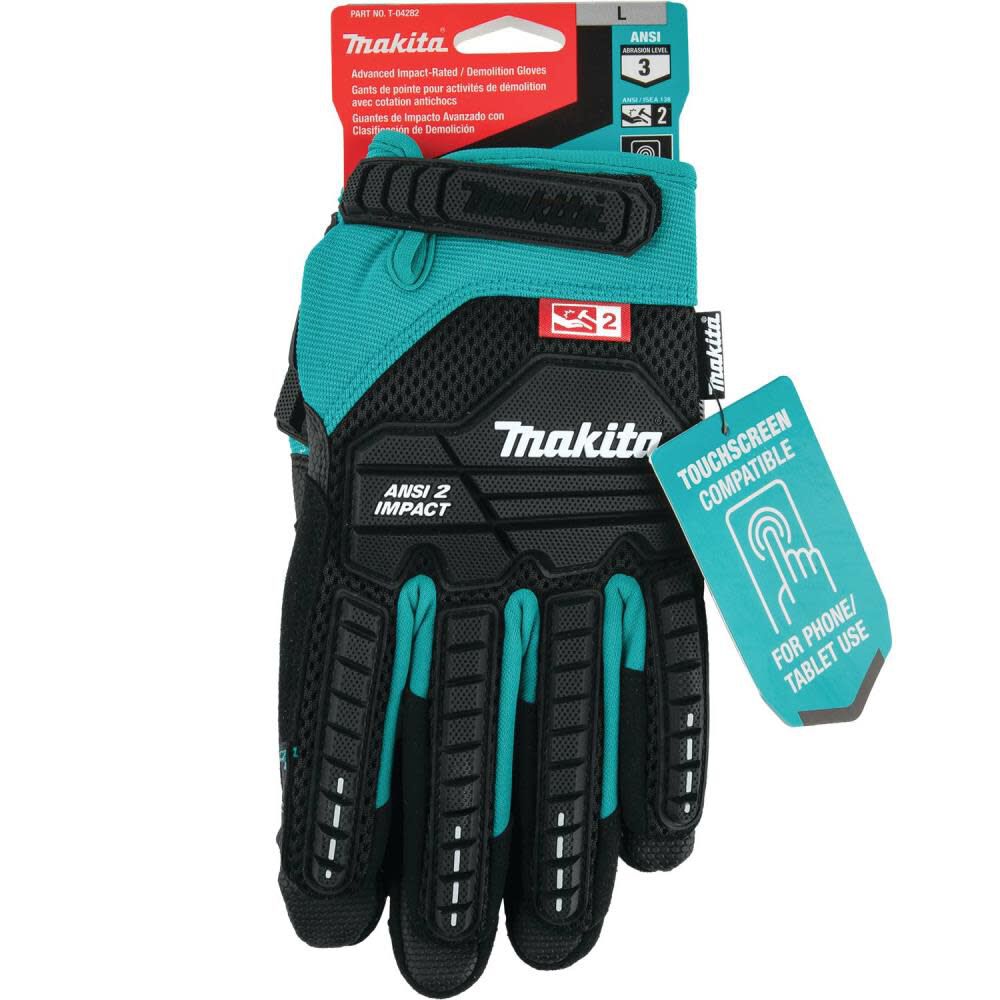 Makita Demolition Gloves Advanced ANSI 2 Impact Rated Large T-04282 from Makita