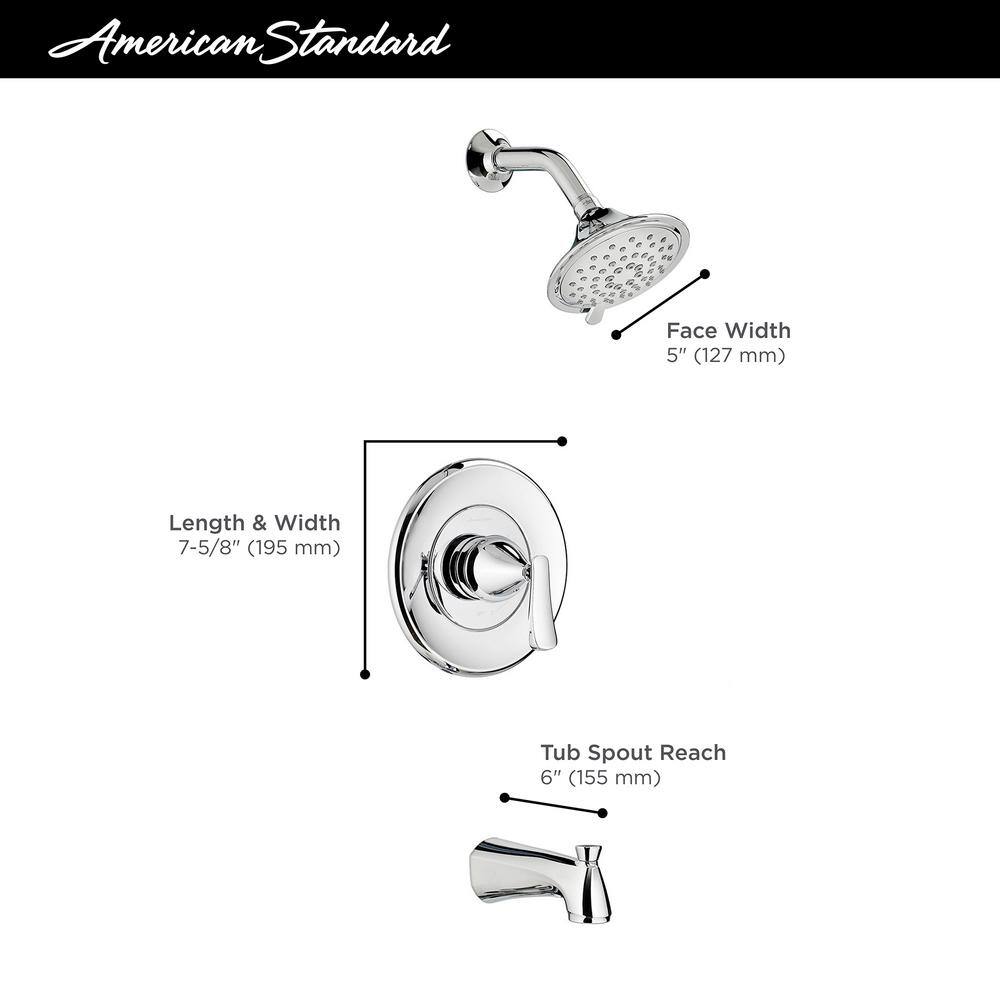 American Standard Chatfield Single-Handle 3-Spray Tub and Shower Faucet with 1.8 GPM in Chrome (Valve Included) 7413508.002