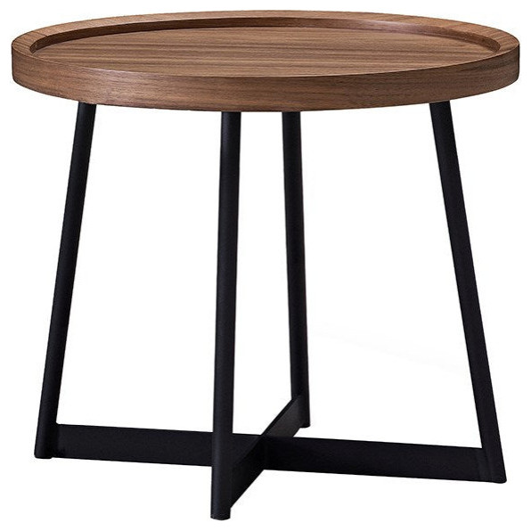 Ulberto End Table With Walnut Top and Black Metal Base.   Industrial   Side Tables And End Tables   by V.S.D Furniture  Houzz