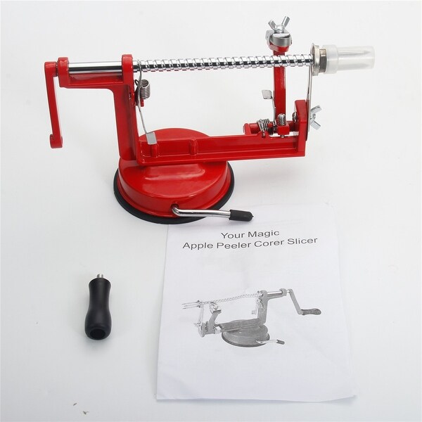 3-in-1 Hand-cranking Apple Peeler Slicer Peeler Red