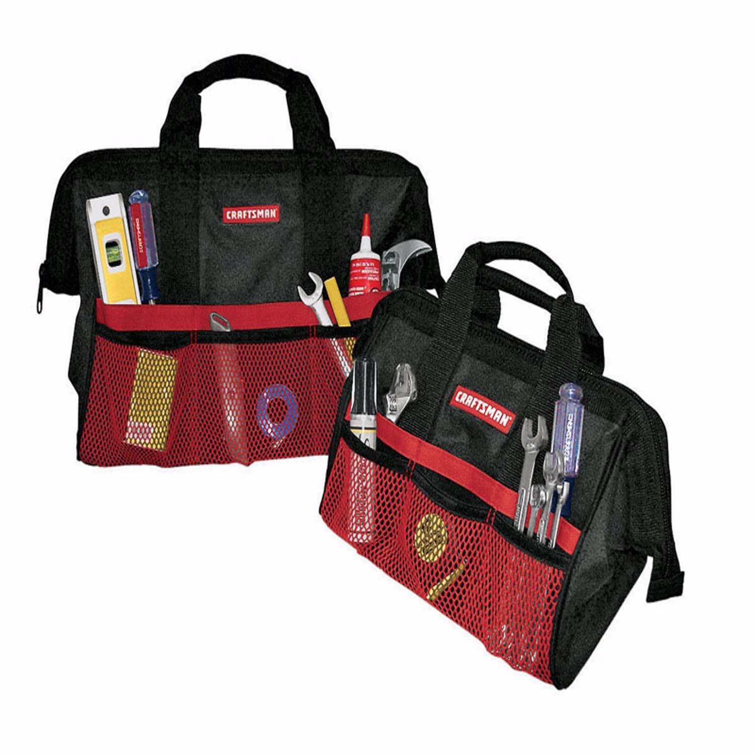 Craftsman 12.25 in. W X 17.5 in. H Ballistic Nylon Tool Bag Set Black/Red 2 pc