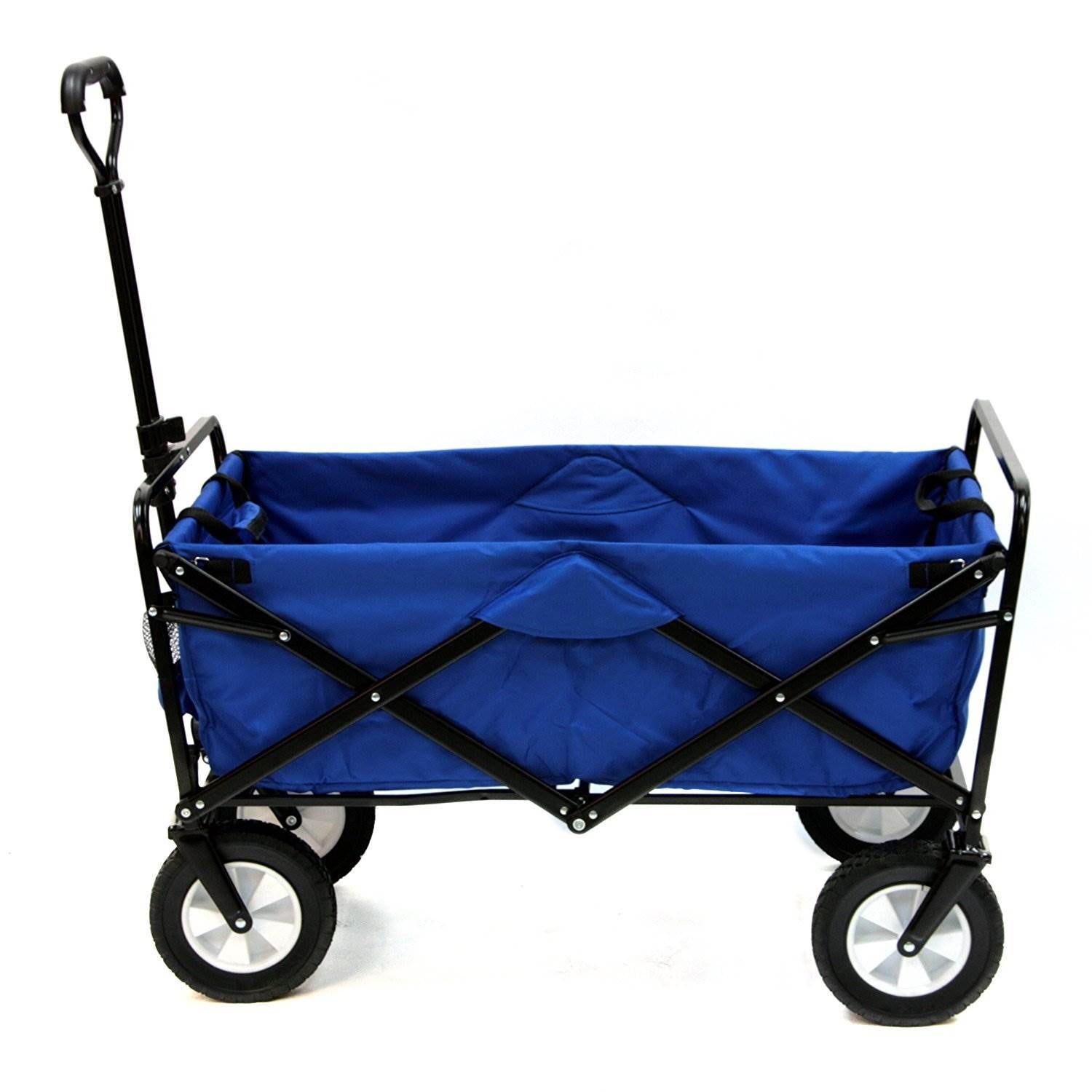 Mac Sports Collapsible Folding Steel Frame Outdoor Garden Wagon, Blue (3 Pack)