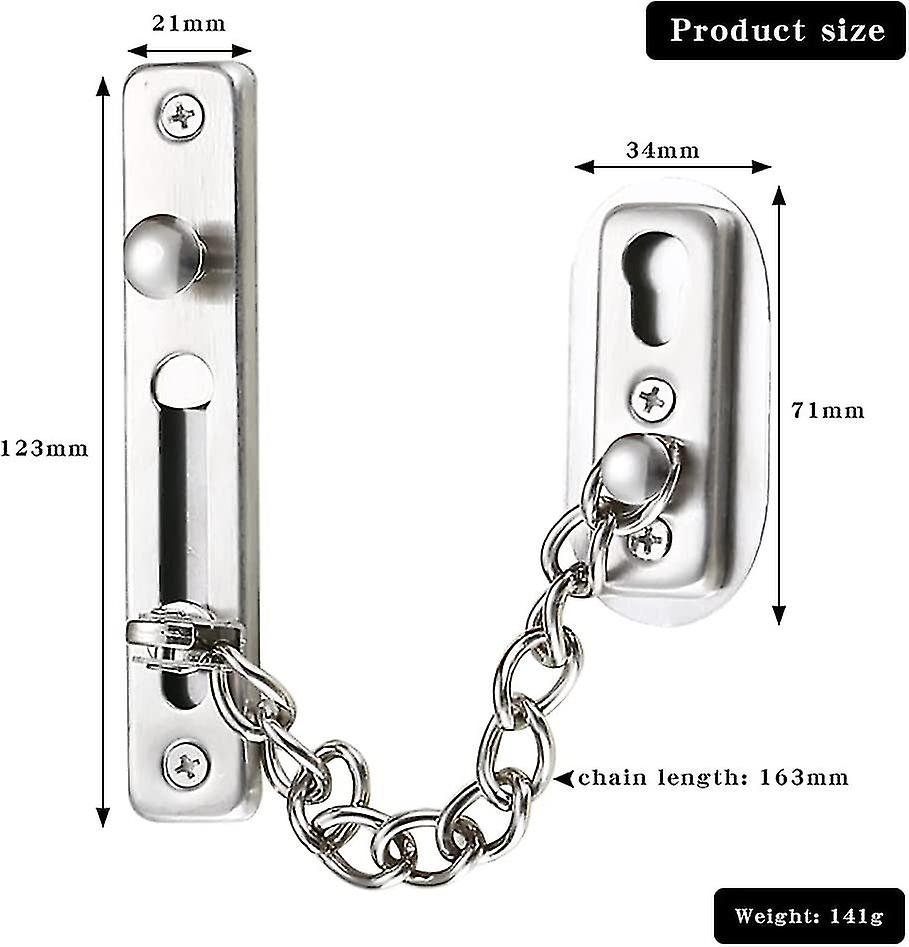 Security Chain，304 Stainless Steel Door Chain，door Chain Lock With Screws，brushed Chrome Silver