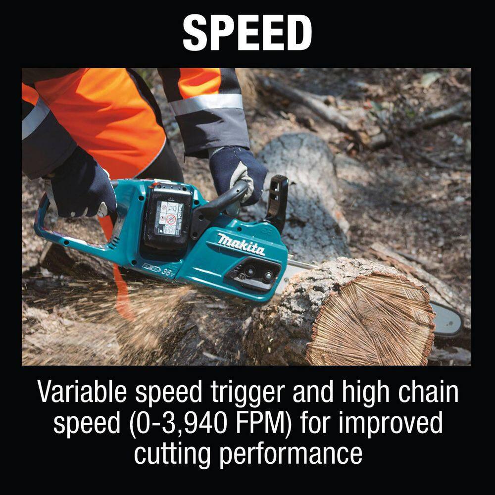 Makita LXT 14 in. 18V X2 (36V) Lithium-Ion Brushless Battery Chain Saw Kit (5.0Ah) XCU07PT