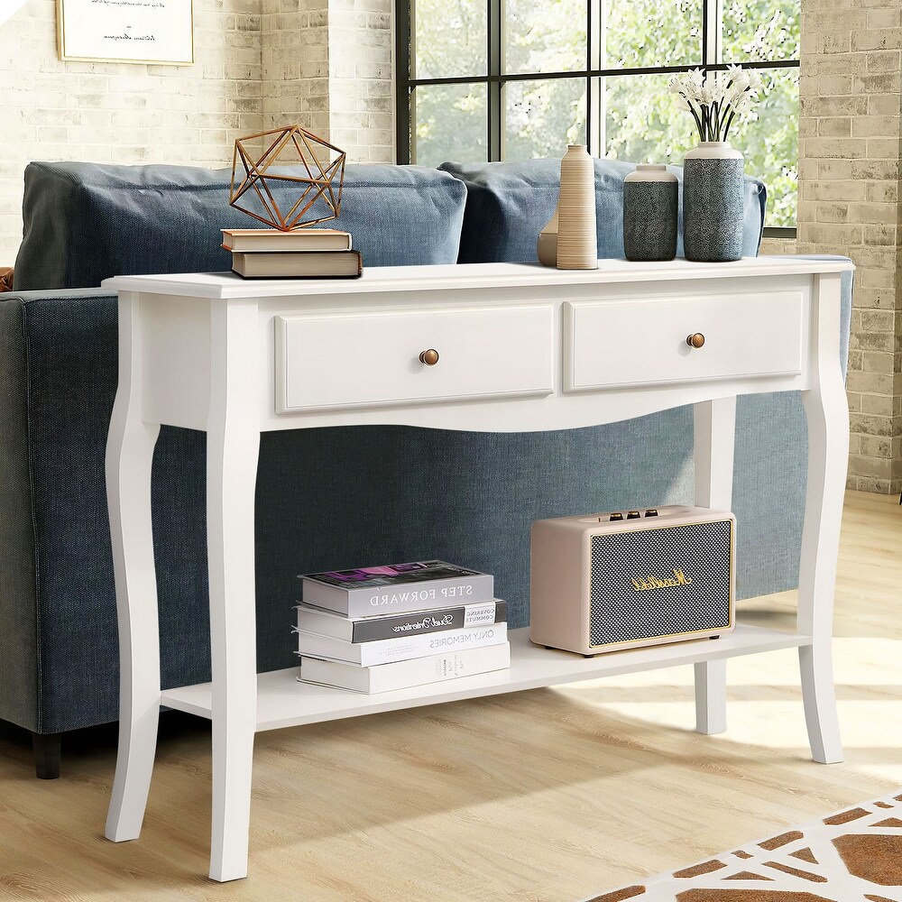 SOGES White Console Table for Hallway Narrow Sofa Table