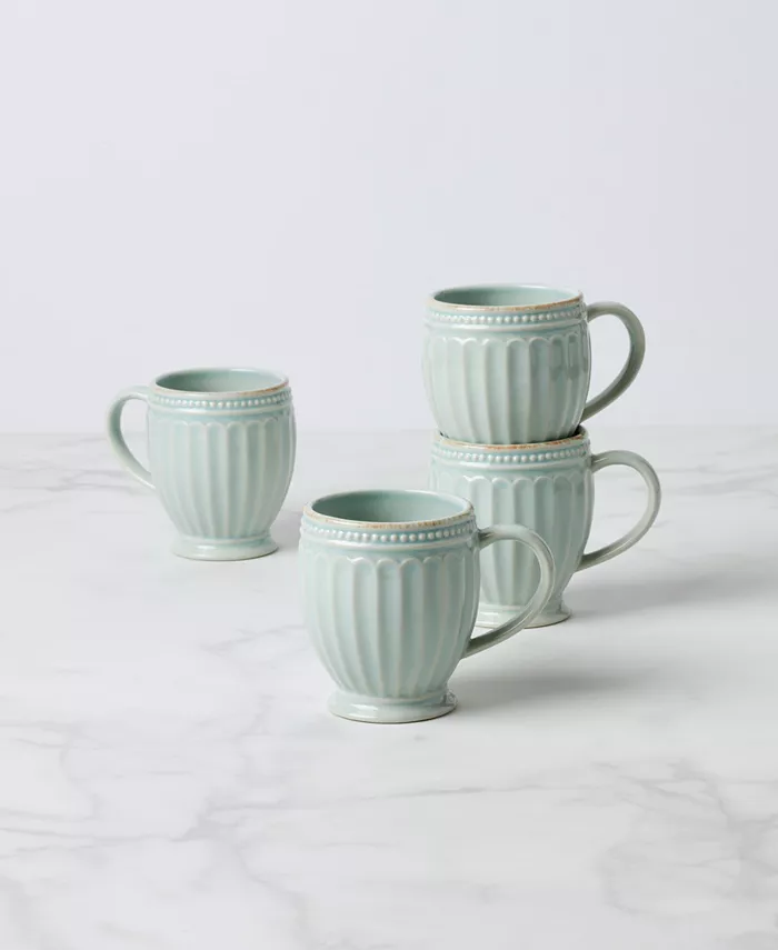 Lenox French Perle Groove Mugs Set Of 4