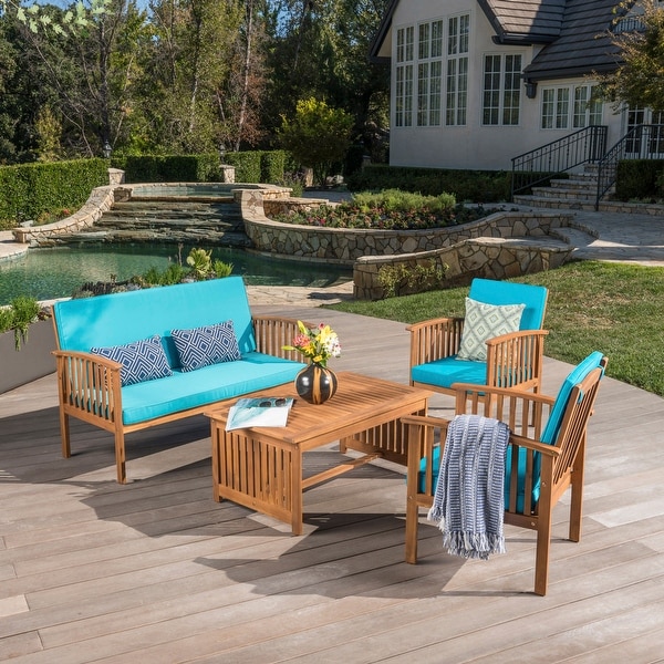 Carolina 4piece Outdoor Acacia Sofa Set by Christopher Knight Home