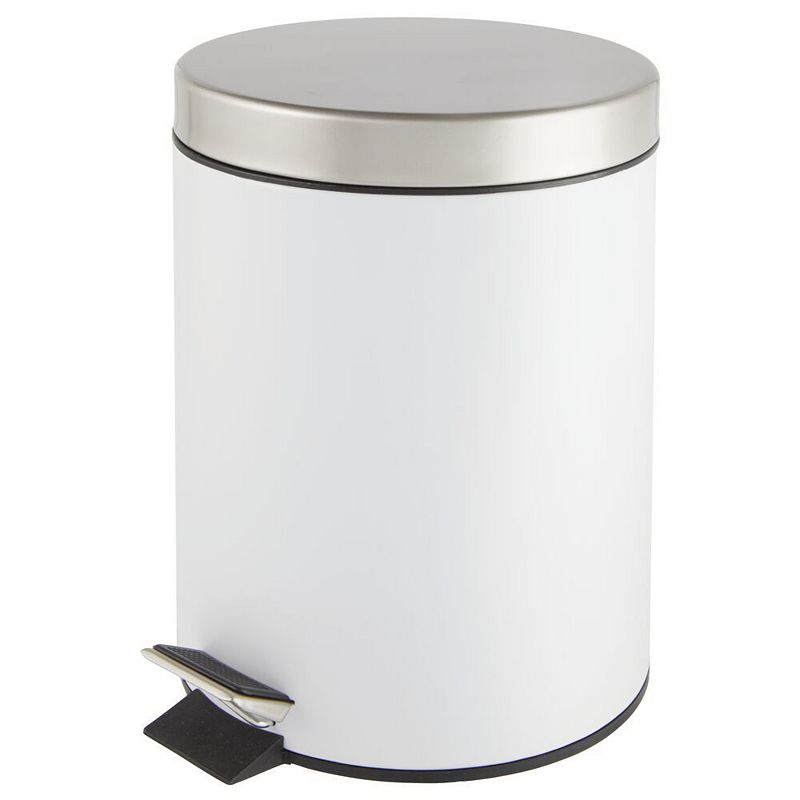 mDesign 5L Metal Round Step Garbage Trash Can with Removable Liner and Lid