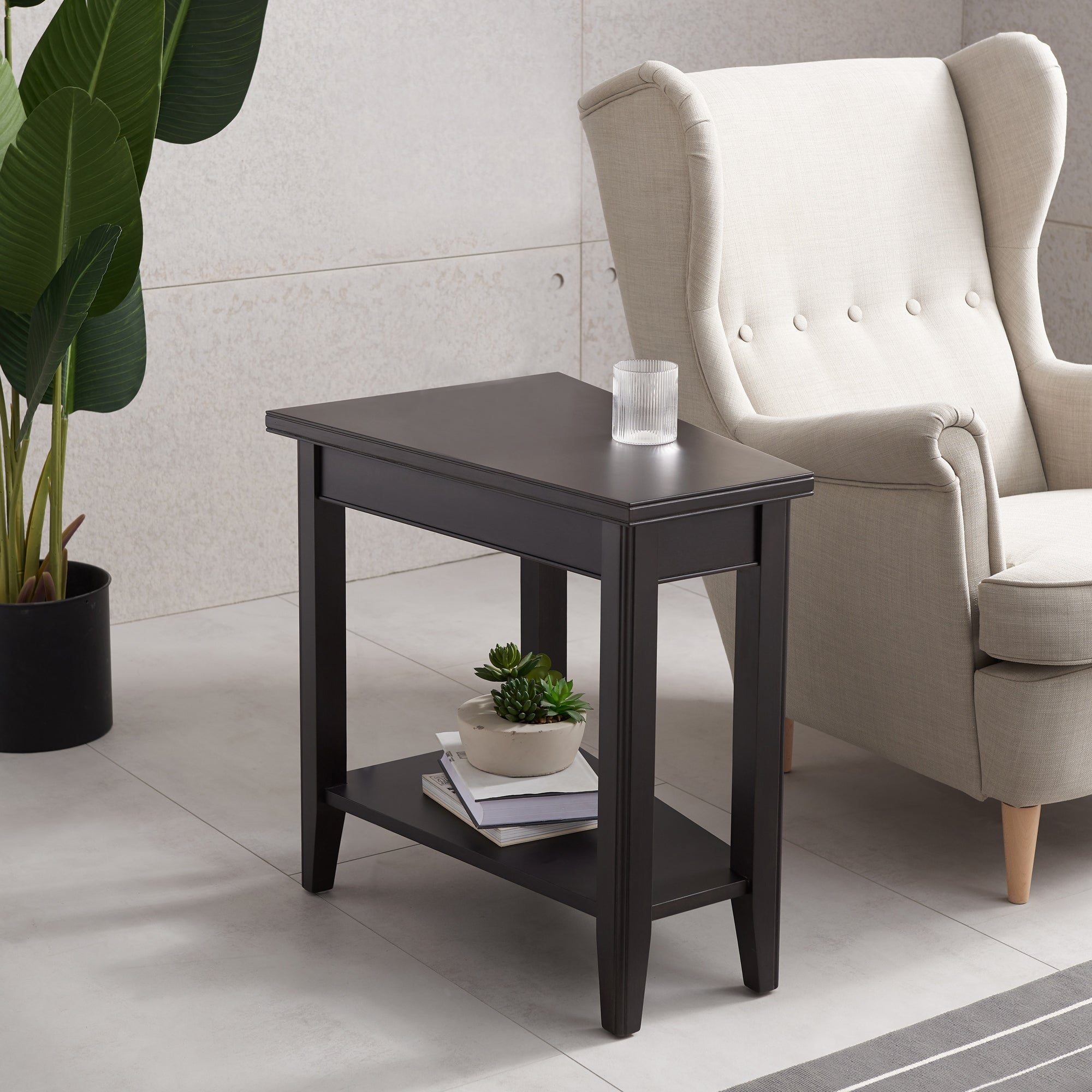 Leick Home Laurent Recliner Wedge Table with Shelf