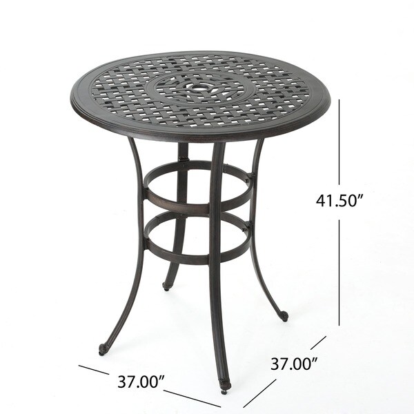 Alfresco Outdoor 37inch Cast Aluminum Round Bar Table with Umbrella Hole by Christopher Knight Home