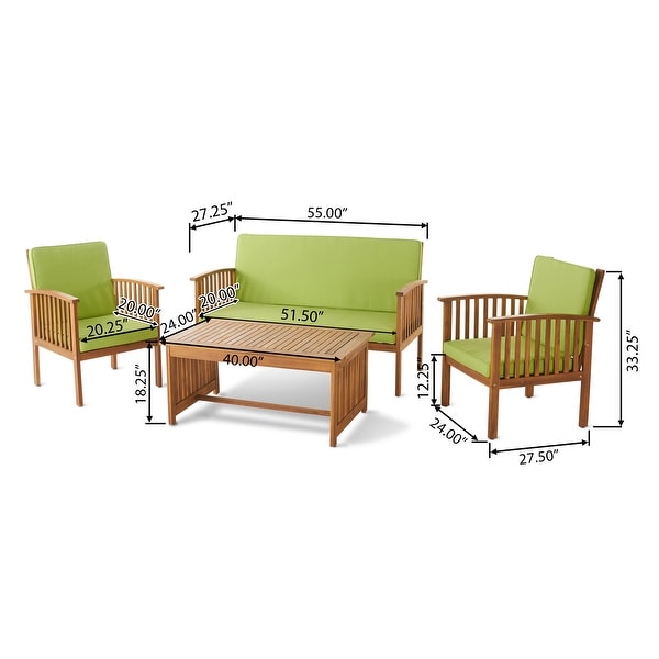 Carolina 4piece Outdoor Acacia Sofa Set by Christopher Knight Home