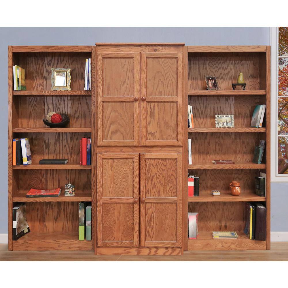 Concepts In Wood 72 in. Dry Oak Wood 15-shelf Standard Bookcase with Adjustable Shelves WKT3072-D