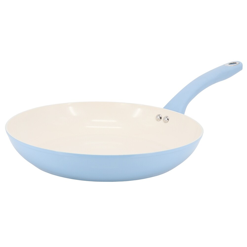 12 Inch Ceramic Nonstick Aluminum Frying Pan in Soft Blue