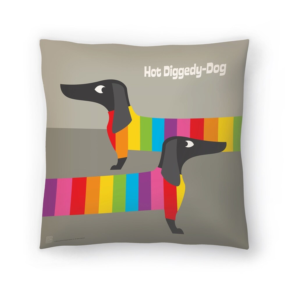 Rainbow Dogs Square   Decorative Throw Pillow