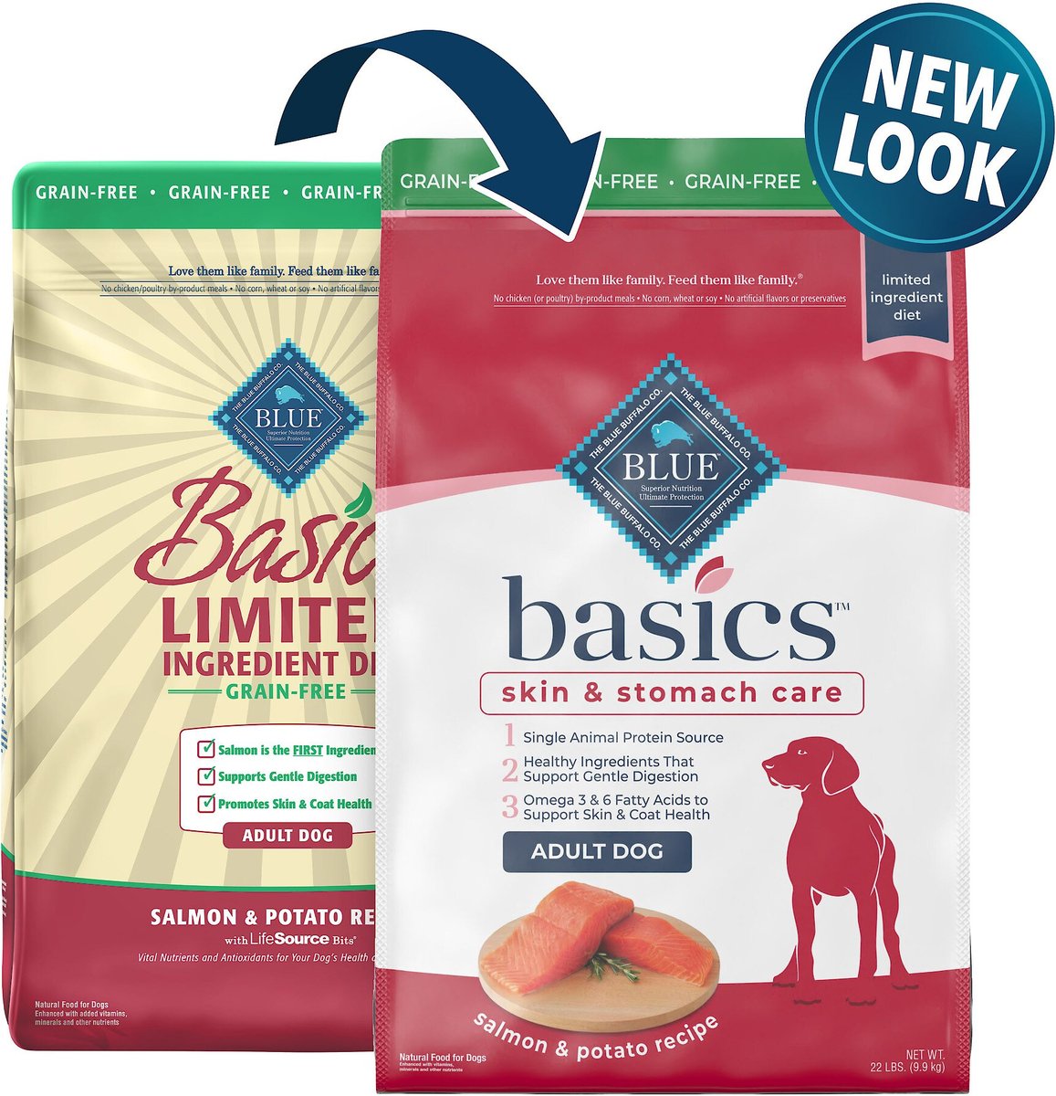 Blue Buffalo Basics Skin and Stomach Care Grain-Free Formula Salmon and Potato Recipe Adult Dry Dog Food