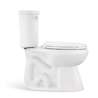 Glacier Bay Power Flush 2-Piece 1.28 Gallons Per Flush GPF Single Flush Elongated Toilet in White with Slow-Close Seat Included N2450E