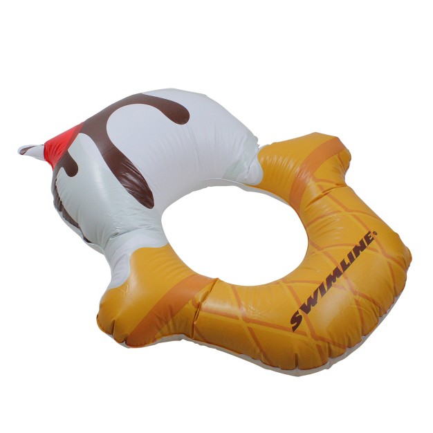 Inflatable Ice Cream Children x27 s 1 person Swimming Pool Ring Float Brown white