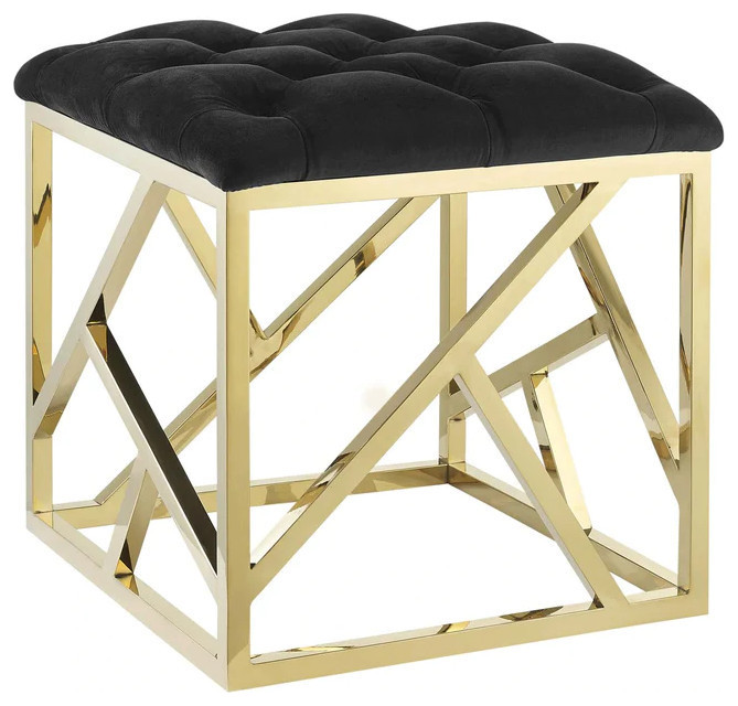 Piper Black Gold Ottoman   Contemporary   Footstools And Ottomans   by V.S.D Furniture  Houzz