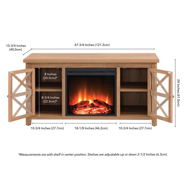 Colton Rectangular TV Stand with Log Fireplace for TV's up to 55