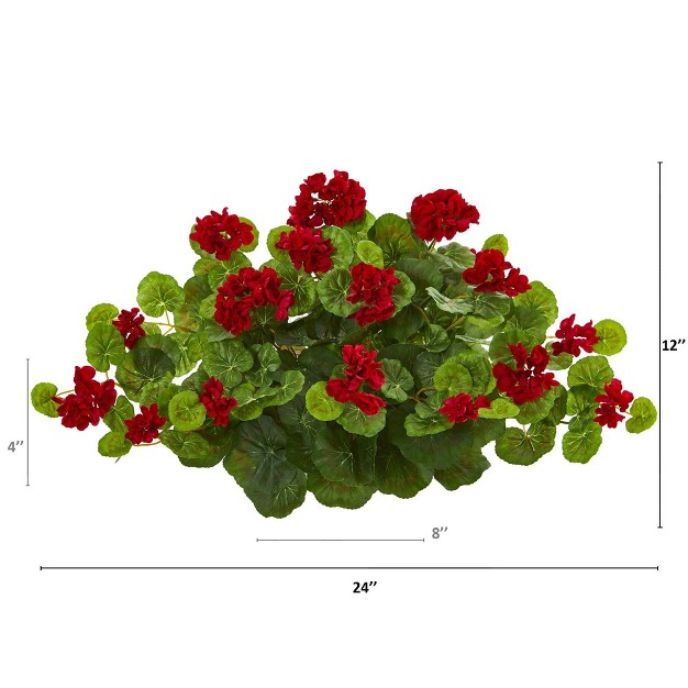 Nearly Natural 24 in Geranium Artificial Ledge Plant