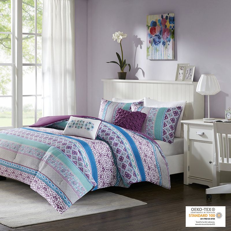 Intelligent Design Adley Boho Comforter Set with Throw Pillows