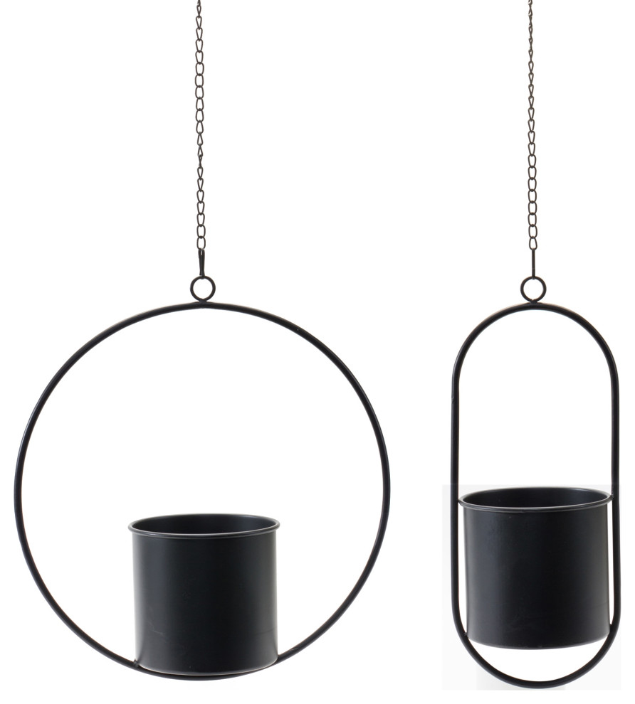 Hanging Pot (Set Of 2) 17 quotH Metal   Transitional   Outdoor Pots And Planters   by Kolibri Decor  Houzz